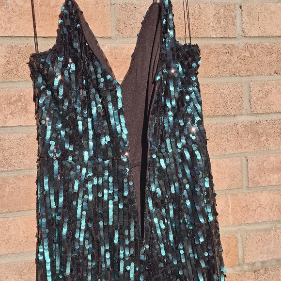 Aidan Mattox green sequin jumpsuit - Picture 5 of 6